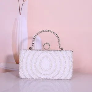 Élégant sac de soirée perles strass pour femmes luxe fête mariage mariée sac à main.