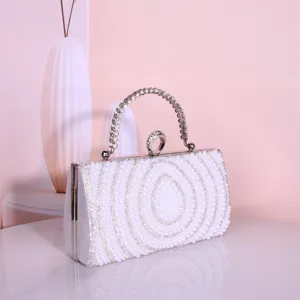 Sac de soirée perlé élégant avec poignée strass pour femmes robe de banquet fête