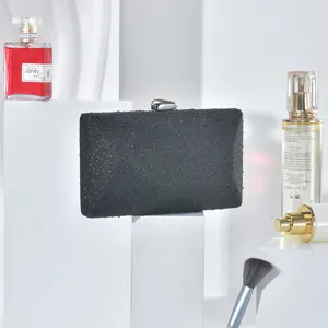 Black rhinestone evening clutch bag for women party wedding elegant fashion hand purse.