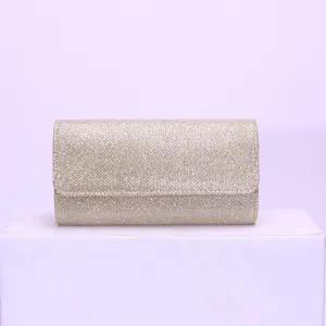 Elegant gold glitter evening clutch bag for women, perfect for banquets, parties, and weddings.
