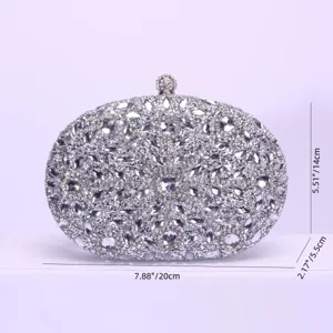 Élégant sac de soirée ovale en strass, pochette de mariage en cristal étincelant