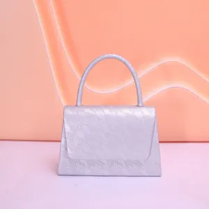 Sac à main élégant en dentelle argentée pochette de soirée tendance pour femme chic