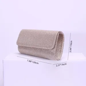 Elegant glitter evening clutch bag for women, sparkling party shoulder purse with size.
