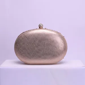Élégante pochette de soirée ovale pailletée avec fermoir strass pour femmes robe de bal.
