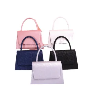 Sac à main en dentelle tendance pour femme, élégant sac de soirée à poignée en plusieurs couleurs.