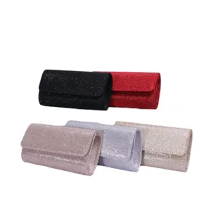 Elegant glitter evening clutch bag with magnetic snap, perfect for party and banquet events.