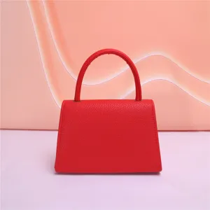 Borsa a mano mini in pelle rossa donna pochette da sera elegante strutturata con manico borsa chic