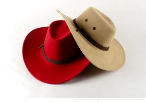 Clásico sombrero de vaquero occidental para hombre y mujer, elegante sombrero de sol vintage de ante.