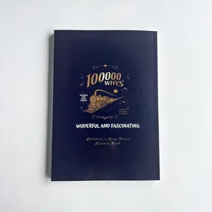 Kinderen 100000 waarom wetenschap boek detail, donkerblauw goud folie cover educatie.