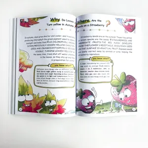 Kinderen wetenschap boek open pagina s gedetailleerd overzicht met schattige cartoon figuren.