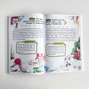 Kinderwetenschapsboek detailpagina met educatieve vraag- en antwoordillustraties.