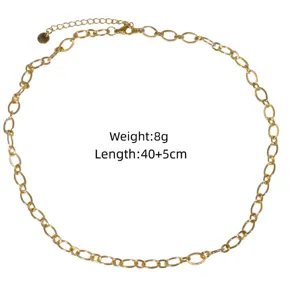 Collana con catena in oro per donna, elegante catenina in acciaio al titanio con estensione.
