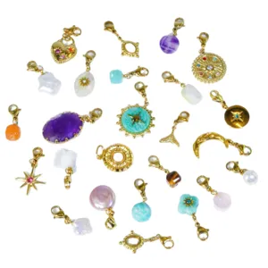 Set di ciondoli charm dorati boho pietra naturale perla barocca accessori per collana
