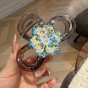 Molla per capelli con strass colorati fiore di cristallo clip squalo media semiraccolto