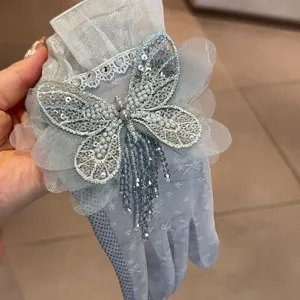 Gants de protection solaire en dentelle avec gland papillon design court été conduite respirant