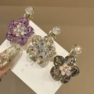 Pinces à cheveux en cristal coréennes douces, pinces latérales strass de luxe pour femmes.