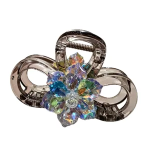 Molla per capelli con strass colorati stile coreano, elegante pinza a granchio media donna.