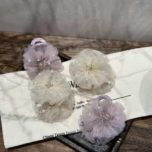 Netz Strass Blume Haarklammer elegante Perle Kristall Haarschmuck fuer Damen Sommer Neu