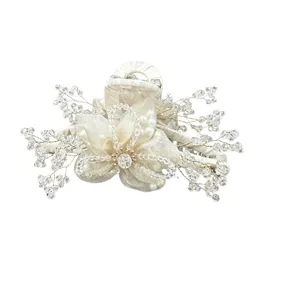 Elegante koreanische Kristallblumen-Haarklammer mit Perlen und Perlenzweigen für Damen.