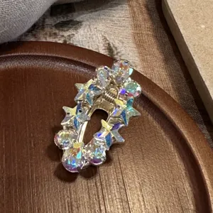 Crystal star hair claw clip for women, sparkling rhinestone hairpin side clip sweet jewelry