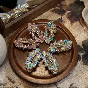 Crystal duckbill hair clip with colorful star rhinestones for women side hair styling accessory