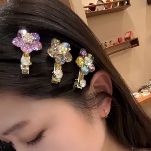 Pinces à cheveux fleur en cristal strass scintillants accessoires mignons femmes
