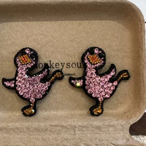 Rhinestone cute cartoon duck hair clips sparkling crystal side clips for women and kids