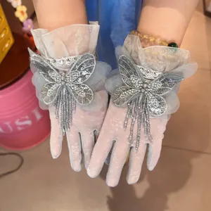 Gants en dentelle printemps été courts respirants protection solaire conduite papillon