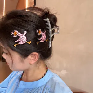 Korean cute cartoon duck rhinestone hair clips sparkling side bobby pins cute hair accessories