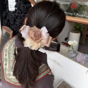 Maxi elastico per capelli in filato sfumato coreano ragazza dolce fiore fiocco rosa 3D cute