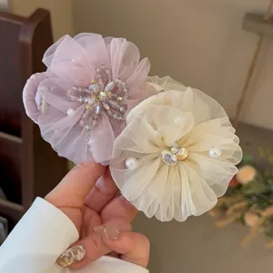 Elegante Netz-Strass-Blumen-Haarkralle für Damen, süße Haargeschenke und Accessoires für den Sommer.