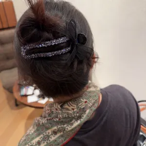 Fermaglio per capelli con strass e fiocco in rete nera elegante pinza becco d'anatra donna