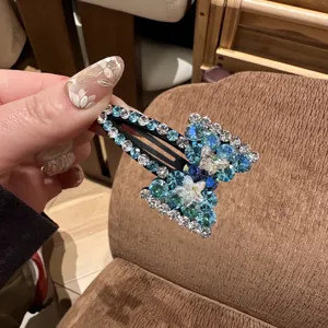 Pinza de pelo lazo estrass azul brillante horquilla cristal accesorio para mujer