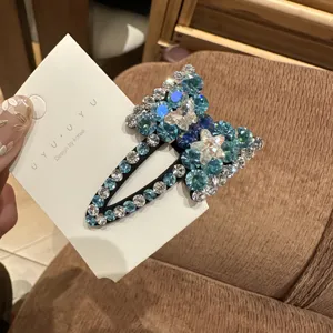 Pinza de pelo con lazo de diamantes de imitación checos estilo coreano pasador BB brillante mujer