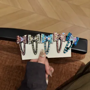 Horquilla de Lazo con Strass Brillante Elegante Pinza Lateral BB de Aleación Accesorio de Lujo para Peinado de Cabello para Mujeres Niñas Diario