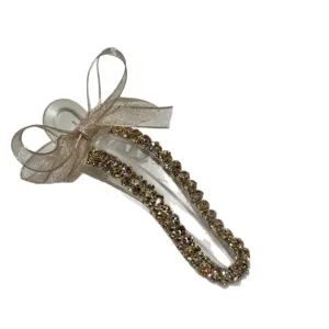 Elegante fermaglio per capelli con strass e fiocco, molletta becco d'anatra trasparente per donna