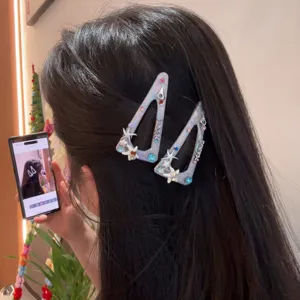 Ins style cute starfish hair clips for women, sparkling crystal geometric fashion hair accessories.