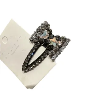 Pinza de pelo con lazo de diamantes de imitación, horquilla BB de cristal brillante