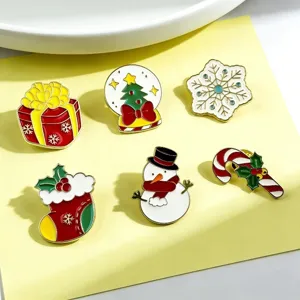 Weihnachten Legierung Brosche Set, niedliche Cartoon Schneemann Geschenk Schneeflocke Pins.