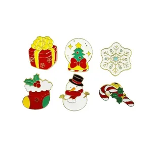 Weihnachten Legierung Emaille Pin Set mit süßem Schneemann Geschenkbox für festliche Kleidung.