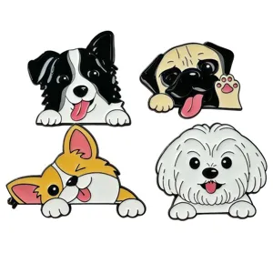 Süße Hunde Emaillestifte Set, Cartoon Tier Metall Broschen für Kleidung Rucksäcke Hüte Dekor.