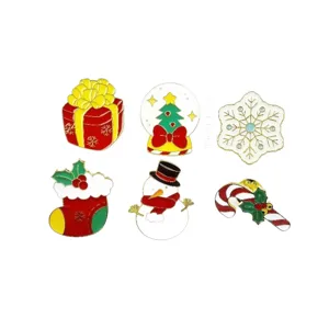 Weihnachten Legierung Brosche Set süße Schneemann Geschenk Socke Abzeichen Zubehör