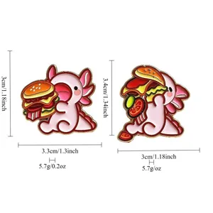 Joli pin's émaillé axolotl burger dessin animé, broche en alliage créative pour vêtement mode.