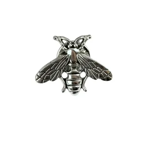 Broche abeille en métal argenté insigne vintage insecte accessoires de vêtements bijoux.