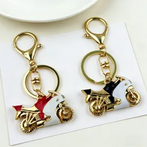 Stijlvolle motorfiets metalen sleutelhanger set met legering materiaal rood en zwart.