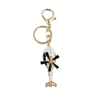 Detaillierte Ansicht des Hubschrauber-Schlüsselanhängers, Emaille und Strass Anhänger für Tasche.