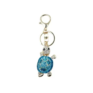 Cute rhinestone turtle keychain metal bag pendant sparkling crystal turtle key ring accessory