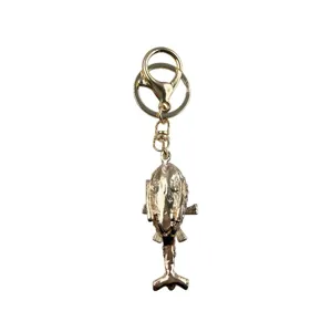 Goldener Metall Fisch Schlüsselanhänger Tasche Anhänger, kreativer Tier Schlüsselring für Damen.