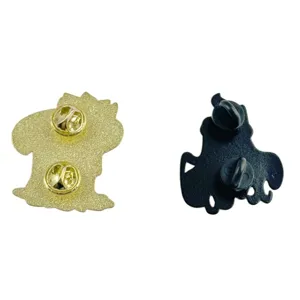Cartoon anime metal brooch pins with butterfly clutch, cute character badge accessories.