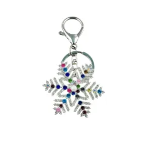 Portachiavi Fiocco di Neve Strass Colorato Lega di Zinco Perla Artificiale Grazioso Ciondolo Borsa